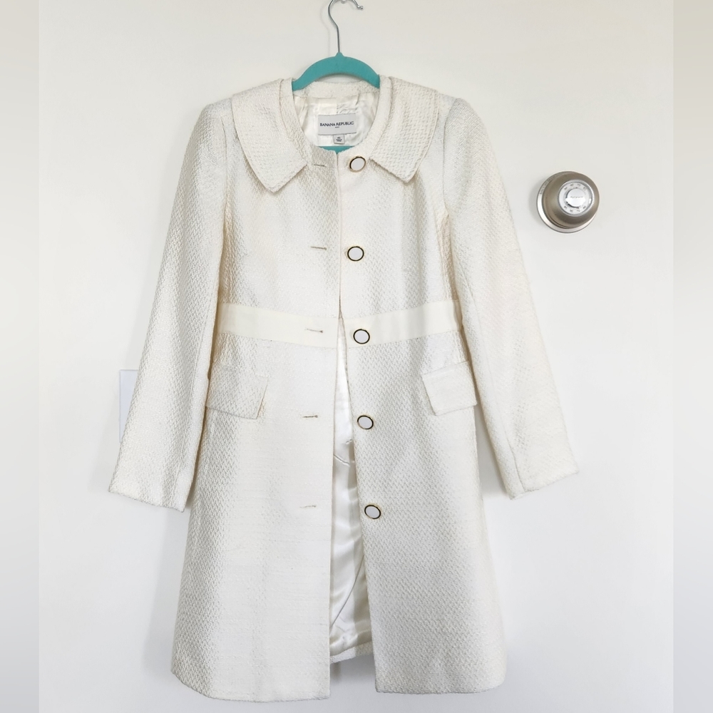 Banana Republic White Coat with Bow XS